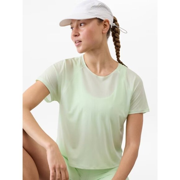 Athleta L Grid Knit Tee Mint Tint Green Large - Picture 2 of 6